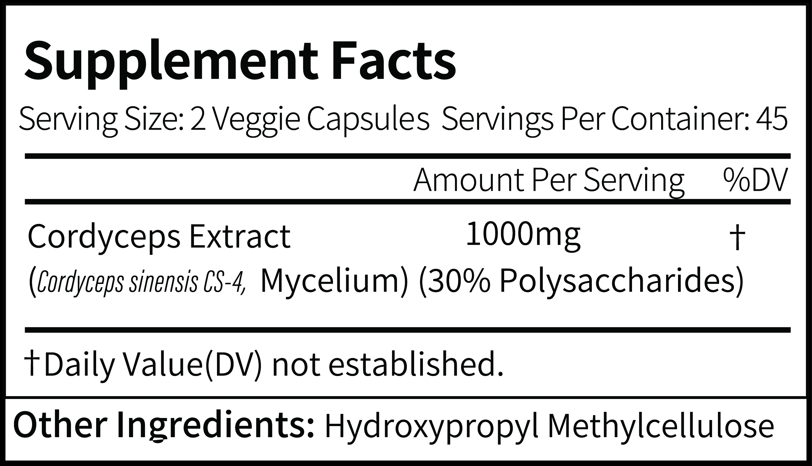 CordyCS-4 Cápsulas nutrition facts